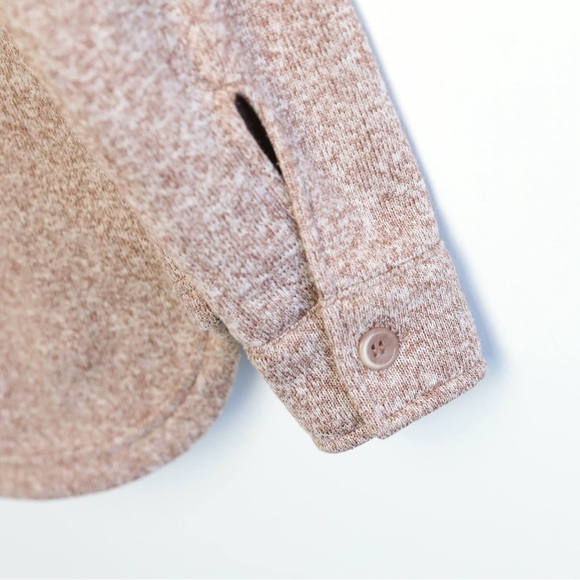 Thread & Supply Comfort Fleece Shirt Jacket Brown Shacket Cozy Knit thick S new - Picture 11 of 11